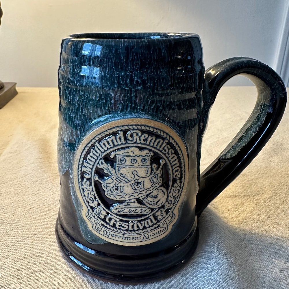 1990's Deneen Pottery Maryland Renaissance Festival Drip Glaze Mug
